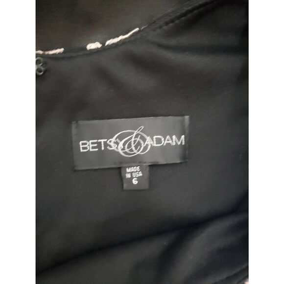 Betsy & Adam A Line Pleated Skirt Mesh Embroidered Formal Pink and Black Dress - Picture 2 of 8